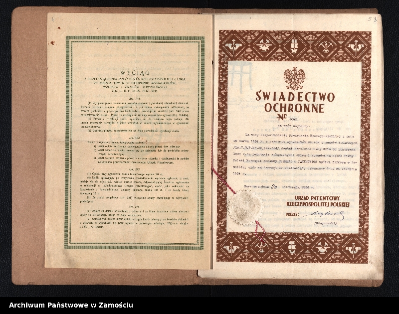 Obraz 5 z jednostki "Świadectwa ochronne (patenty)"