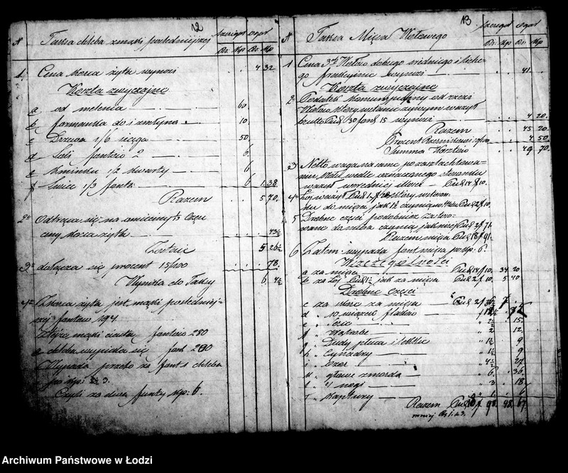 Obraz 12 z jednostki "Księga ustanowionych taks miesięcznych na chleb, bułki i mięso w m. Łodzi 1861 roku"