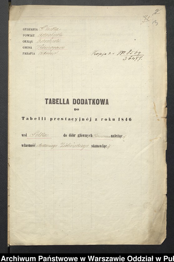 image.from.unit.number "O urządzaniu chłopów byłej rządowej wsi Polka, gm. Komorowo wchodzącej w skład prywatnej własności tejże nazwy podlegającej ziemianinowi Antoniego Zielińskiego"