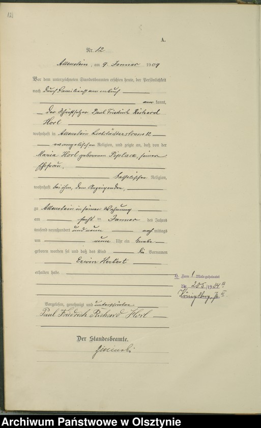 image.from.unit.number "Geburts-Haupt-Register Tom I , Nr 1-439"