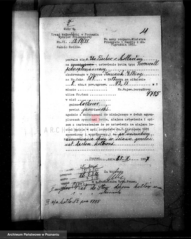 Obraz 17 z jednostki "Gorzelnia w Noskowie pow. jarociński /Fischer von Mollard/ nr woj. kotła 4785"