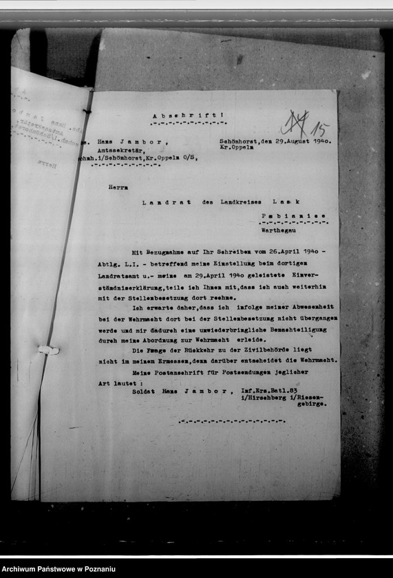 Obraz 19 z jednostki "Jambor, Hans, Bewerbung - um eine Amtskommissarstelle"