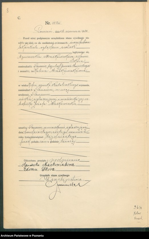 Obraz 10 z jednostki "Księga miejscowa zgonów tom III [Rejestr główny zgonów]"