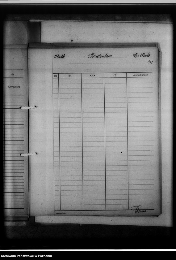 Obraz 18 z jednostki "Bücherverzeichnis der evangelischen, katholischen Gemeinden, Zivilregister, Raptulare, Duplikate, Konfirmanden, Convertiten, Seelenmessen, Kommunion, Kommunikanten, Kreis Warthbrücken [powiat kolski]"