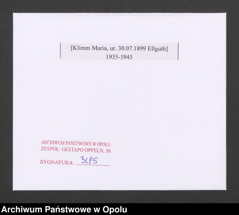 Obraz 2 z jednostki "[Klimm Maria, ur. 30.07.1899 Ellguth]"
