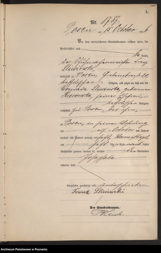 Obraz 14 z jednostki "Księga urodzeń t. IV"