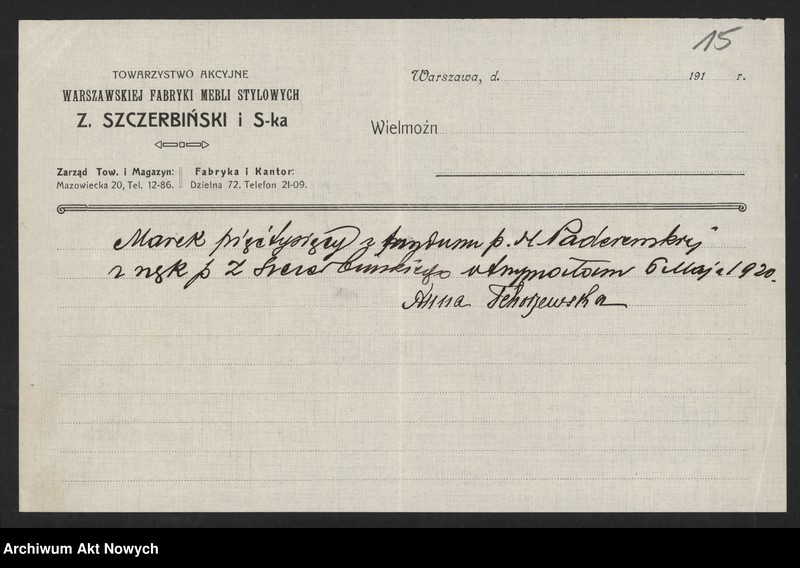 image.from.unit.number "Szkoła gospodarstwa domowego w Julinie. Odpis aktu kupna, wykazy wydatków, rachunki, fotografie, plany"