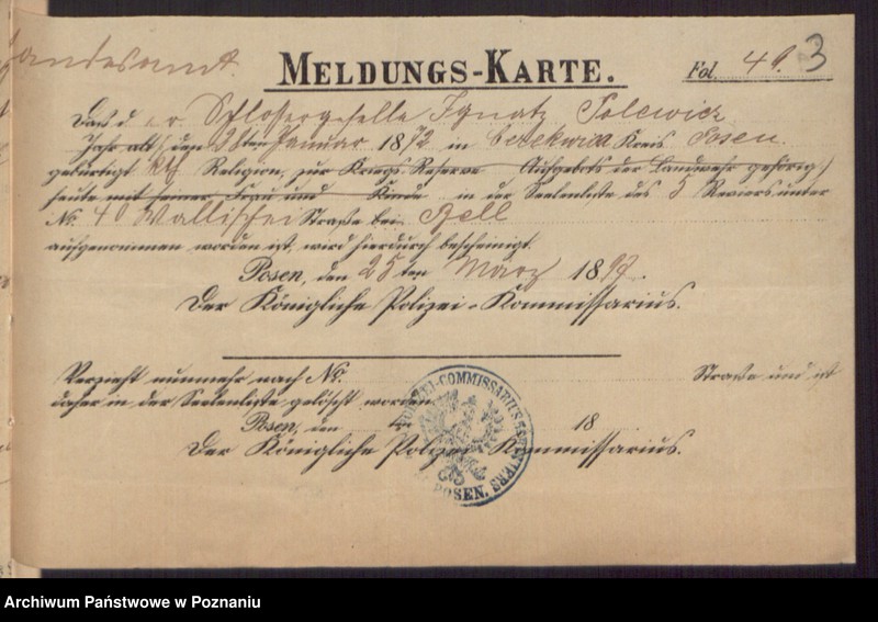 Obraz 5 z jednostki "Die von den Verlobten beigebrachten Urkunden zur Eheschliessung pro 1897"