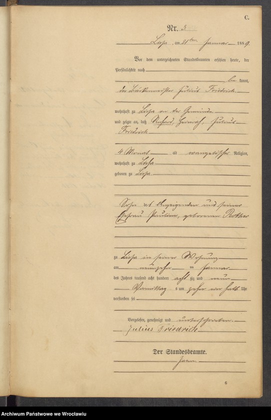 image.from.unit.number "Księga zgonów Leśnica (Deutsch Lissa) 1889"