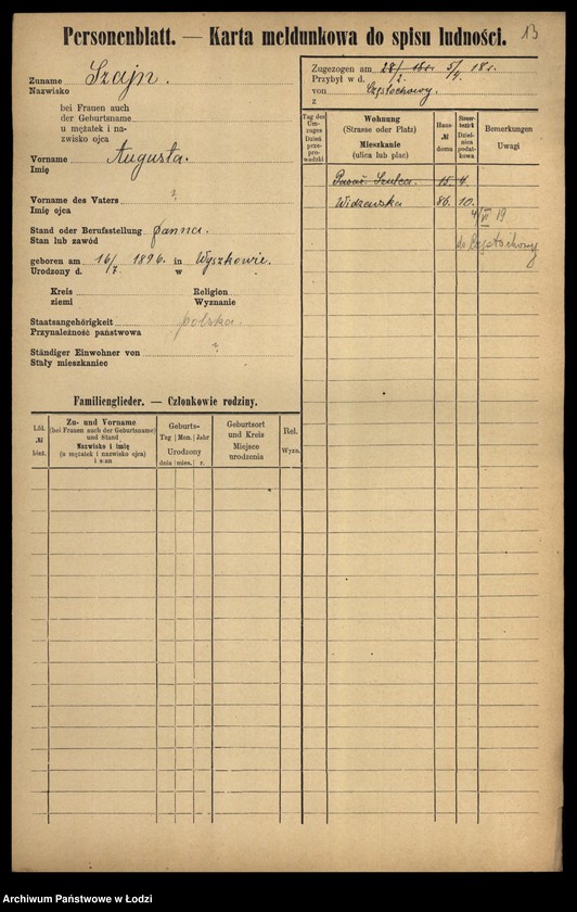 Obraz 15 z jednostki "[Spis ludności Łodzi] Szen-Szenfeld"
