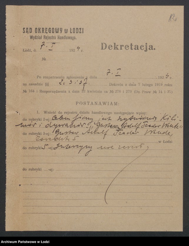 Obraz 14 z jednostki "Teodor Wende – kantor techniczno-handlowy"