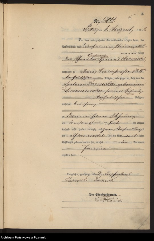 Obraz 8 z jednostki "Księga urodzeń t. IV"