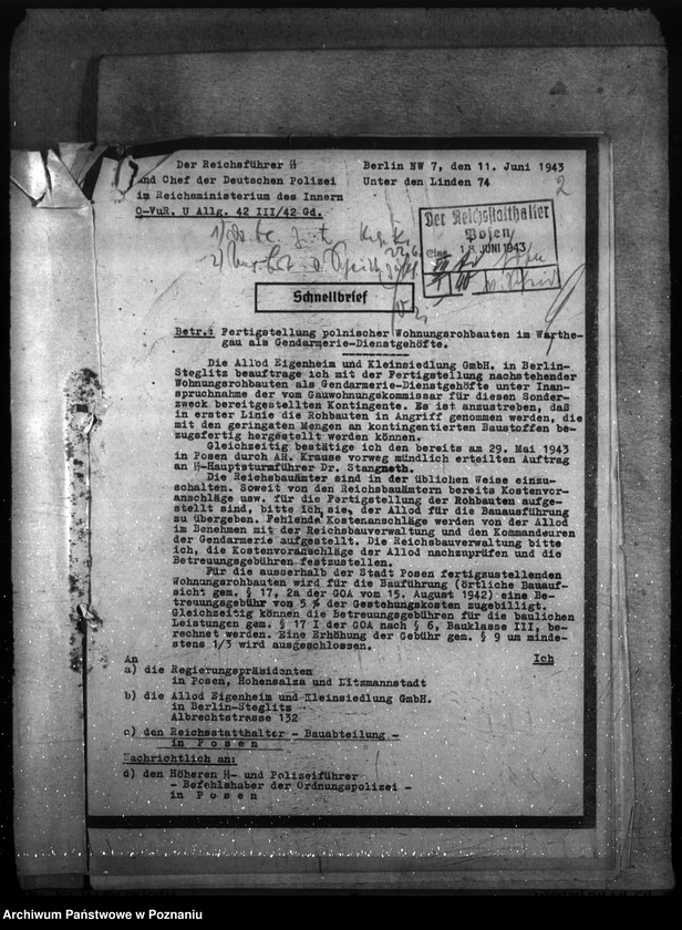 Obraz 6 z jednostki "Allgemeine Unterkunftsfrage der Polizei- und Gendarmerie im Warthegau"
