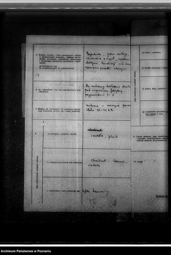 Obraz 18 z jednostki "Zatwierdzenie zakładu przemysłowego /stolarni mechanicznej/ Firma Drawska Lejarnia Żelaza w Drawskim Młynie pow. czarnkowski"