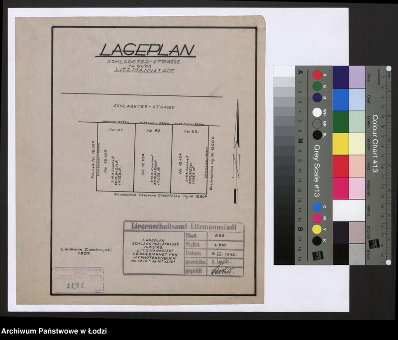 Obraz 1 z jednostki "Lageplan Schlageter-Strasse Nr 61/63 Litzmannstadt"