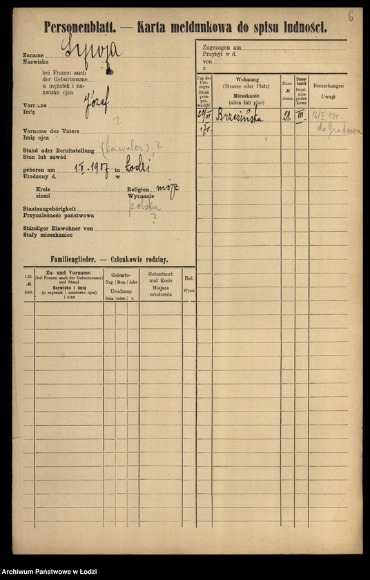 Obraz 8 z jednostki "[Spis ludności Łodzi] Syta-Szadkowski"