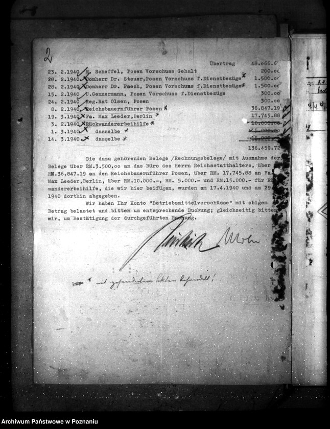 Obraz 6 z jednostki "Reguerungsoberkasse in Posen- Vorschüsse und Verwahrungen aus 1939/ 1940"