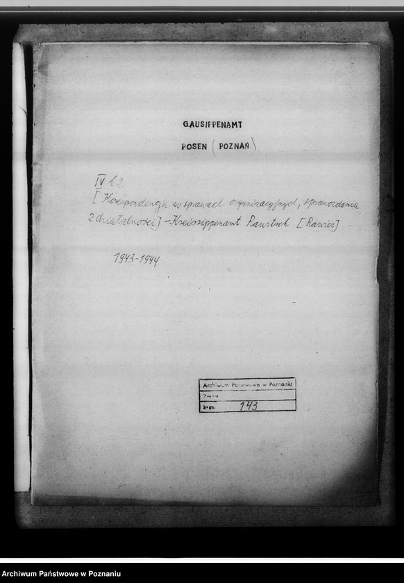 Obraz 4 z jednostki "[Korespondencja w sprawach organizacyjnych, sprawozdania z działalności], Kreissippenamt Rawitsch [Rawicz]"