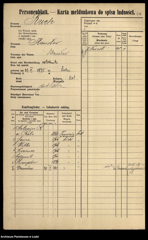 Obraz 16 z jednostki "[Spis ludności Łodzi] Rubisz-Rudolf"