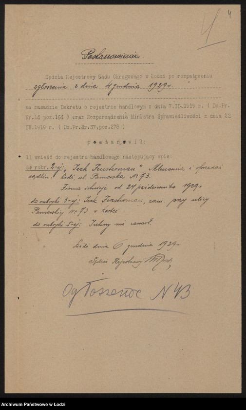 Obraz 6 z jednostki "Icek Fensterman- mleczarnia i sprzedaż wędlin"