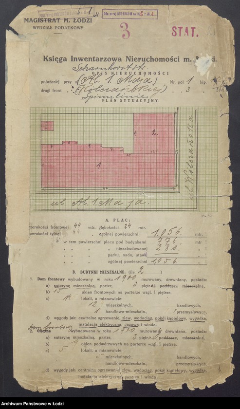 image.from.unit.number "Księga inwentarzowa nieruchomości m. Łodzi al. 1 Maja"