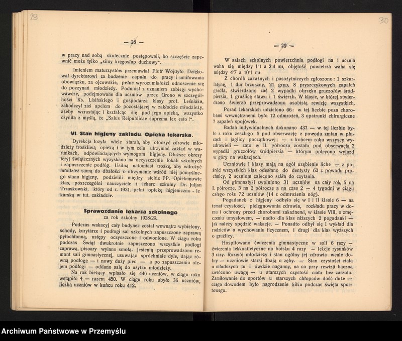 image.from.unit.number "Sprawozdanie Dyrekcji Państw[owego] Gimnazjum I w Jarosławiu za rok szkolny 1928/9"