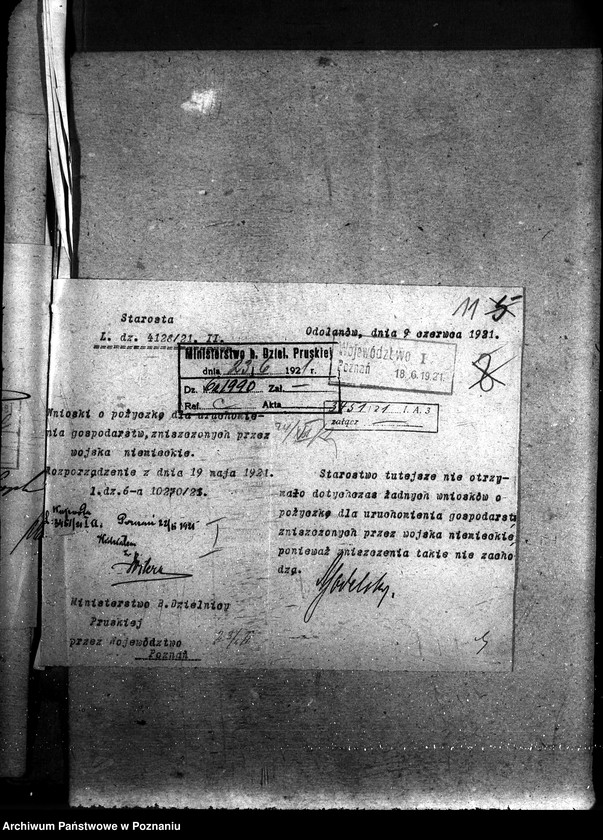 Obraz 17 z jednostki "Sprawy szczegółowo-administracyjne Szkody wojenne p. Odolanów, Ostrów, Ostrzeszów"