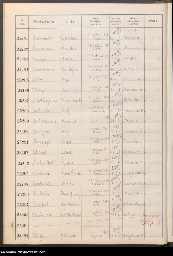 image.from.unit.number "Ewidencja dowodów osobistych wydanych przez Zarząd gminy Łódź od nr 25001 do 30000"