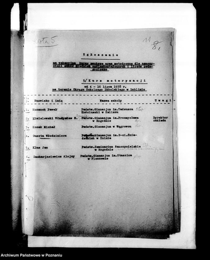 Obraz 14 z jednostki "Kursy wakacyjne nauczycieli szkół powszechnych [Spisy kandydatów na kurs]"