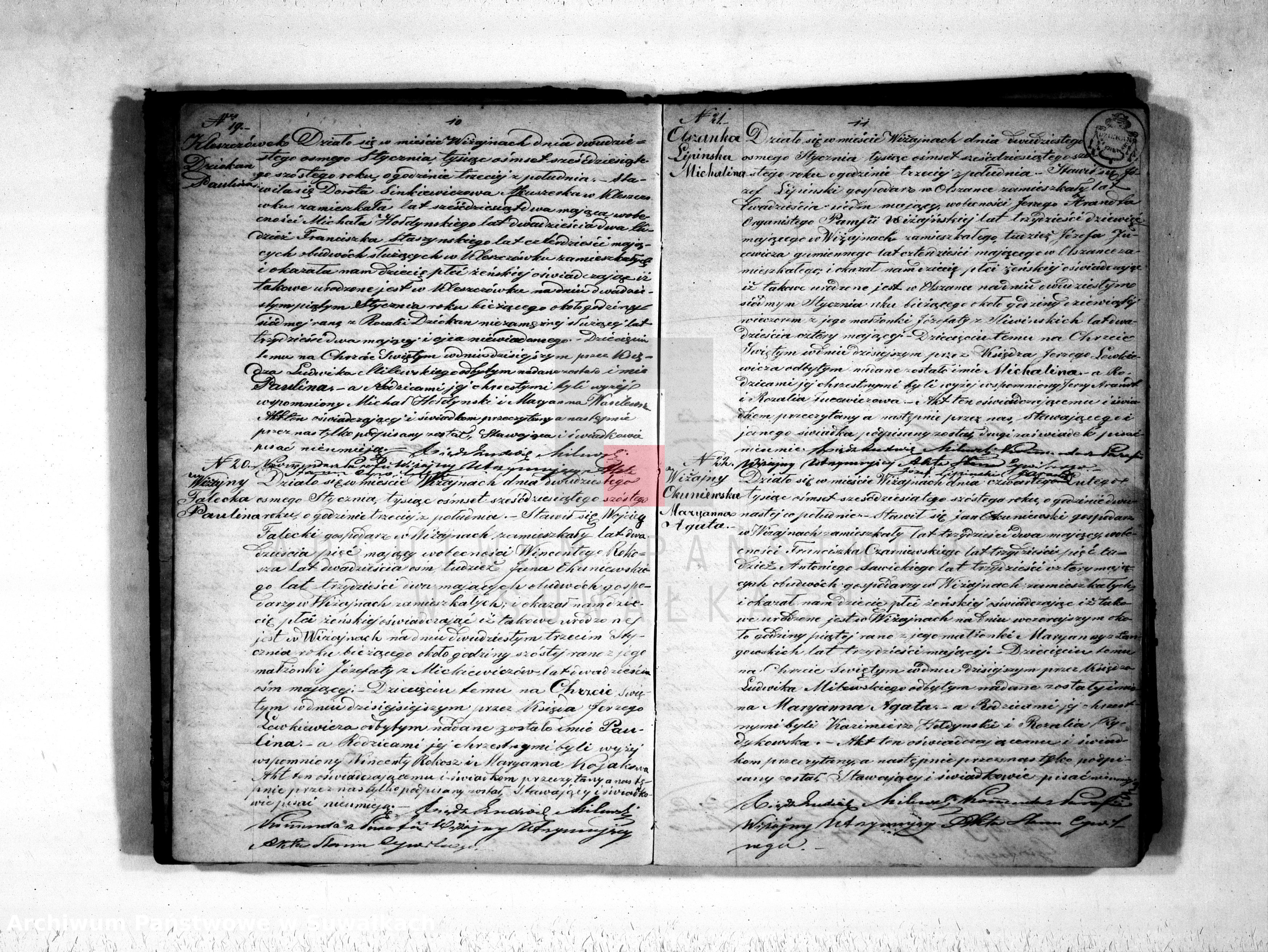 Skan z jednostki: Duplikat akt urodzonych, zaślubionych i zmarłych parafii wiżajńskiej na rok 1866