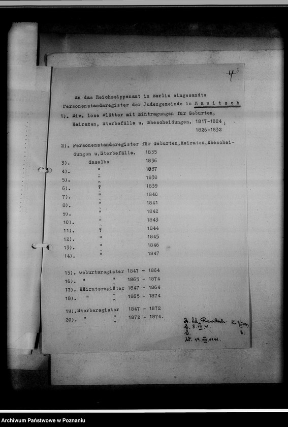 Obraz 9 z jednostki "Judenregister der Gemeinde Kreis Rawitsch [powiat rawicki]"
