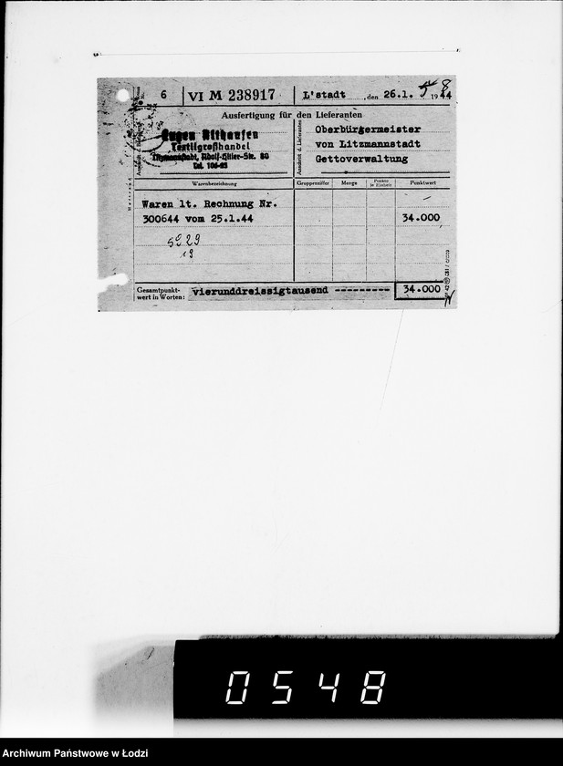 Obraz 12 z jednostki "Firma Eugen Althausen Litzmannstadt VIII [Zamówienia, rachunki, listy przesyłkowe]"