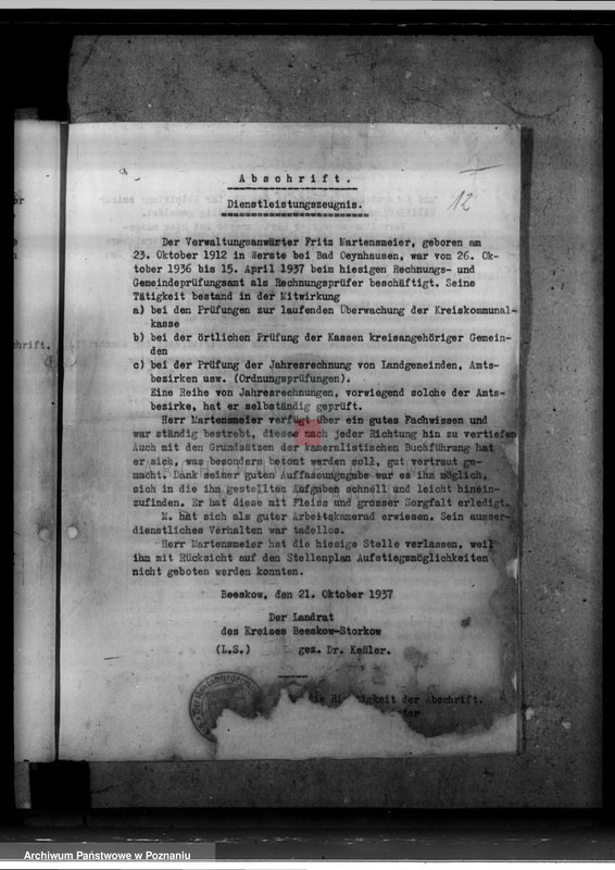 Obraz 16 z jednostki "Bewerbungen um Amtskommissarstellen"