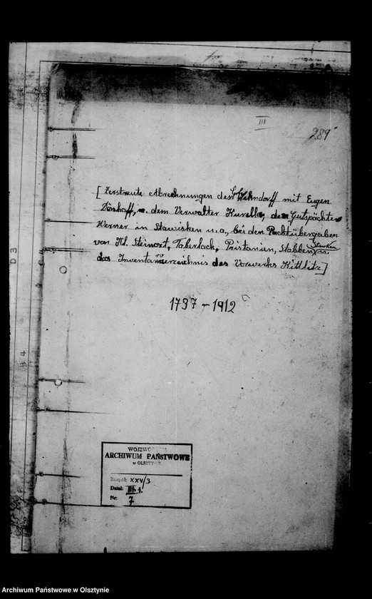 image.from.unit.number "/Abrechnungen des Gfen Lehndorff mit Eugen Dönhoff, dem Verwalter Kurella, Gutspächter Werner in Stawisken u. a., bei Pachtübergaben von Stawken, Kl. Steinort, Taberlack, Stobben u. Pristanien u. das Inventarium v. Kittlitz/"