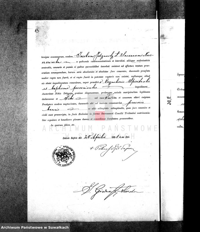 image.from.unit.number "Anneksa prinadležavšije knigam brakosočetania Vigerskago Rimsko-Katoličeskago Prichoda za 1891 god."
