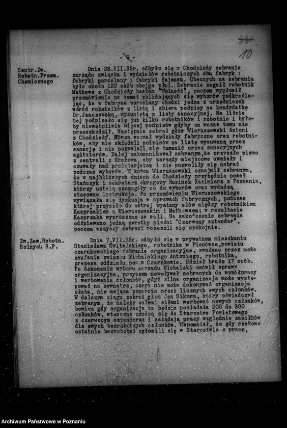 Obraz 14 z jednostki "Sprawozdania sytuacyjne okresowe ze stanu bezpieczeństwa /nr 7-12// za miesiące lipiec-grudzień 1935 r."
