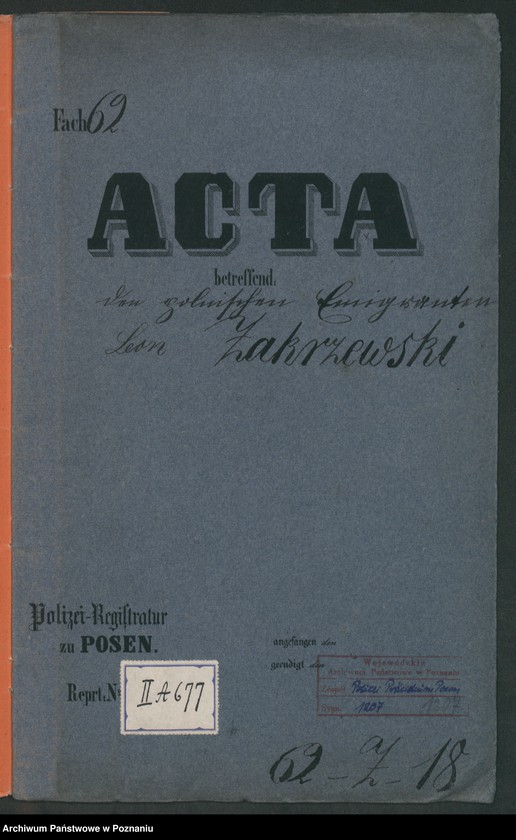 Obraz 2 z jednostki "A. betr. den polnischen Emigranten Leon Zakrzewski"