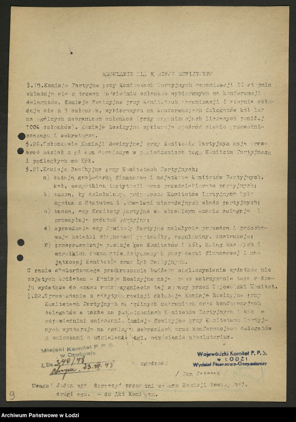Obraz 8 z jednostki "Regulaminy Rzecznika oraz Komisji Kontroli Partyjnej i Sądu Partyjnego"
