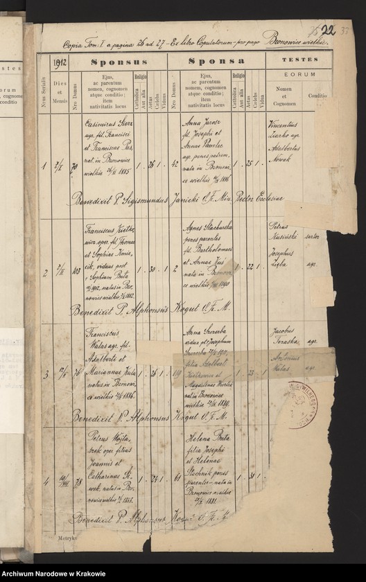 Obraz 19 z jednostki "[Księga małżeństw z lat 1900-1912]"