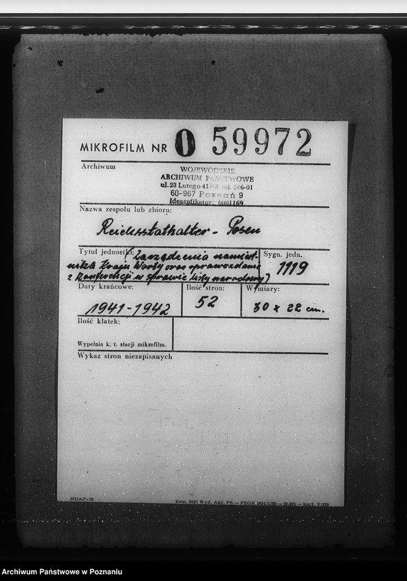 Obraz 2 z jednostki "Zarządzenia namiestnika Kraju Warty oraz sprawozdanie z konferencji w sprawie listy narodowej"