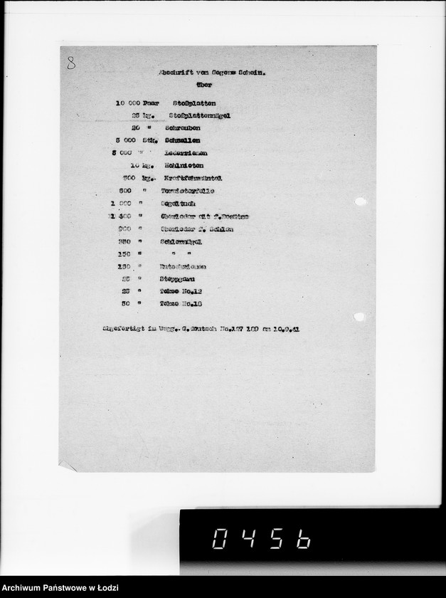 Obraz 12 z jednostki "Kriegsauftrag J.S.243 Holzschuhe [dla Heeresbekleidungsamt München] 85"