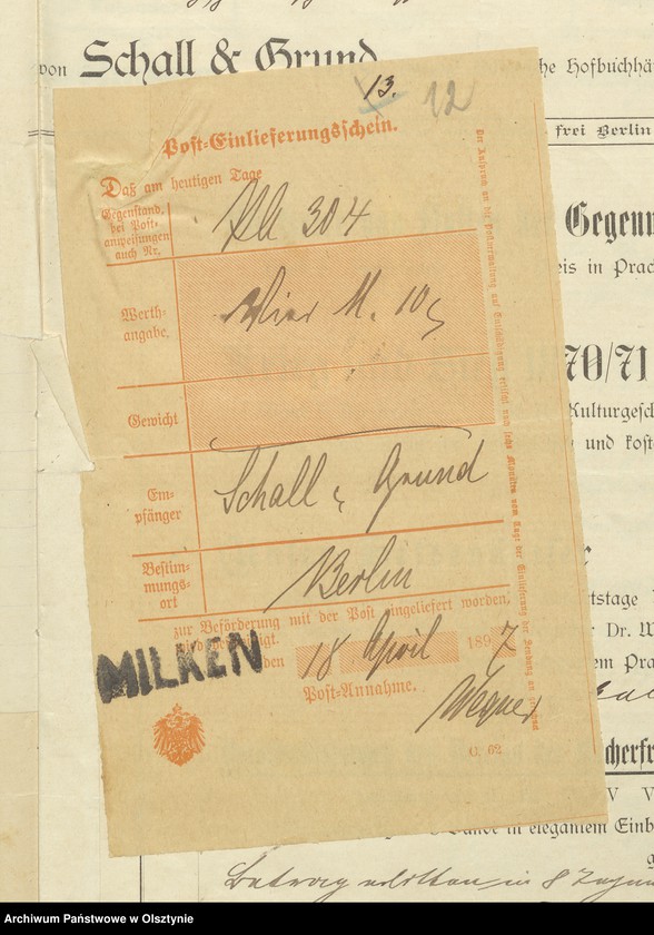 image.from.unit.number "Beläge der Kirchspiels Schulkasse Rechnung"