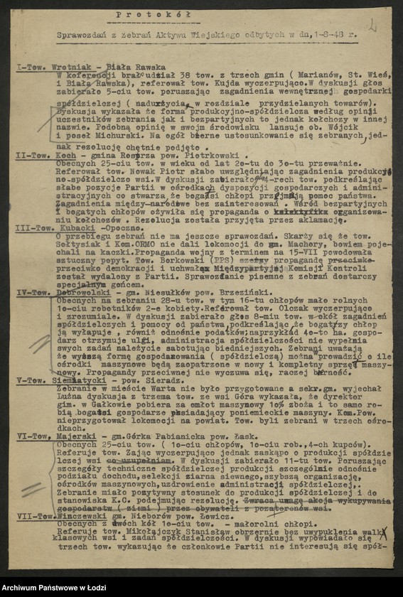 Obraz 3 z jednostki "Protokoły [z zebrań] aktywu wiejskiego [przy komitetach powiatowych w Kutnie i Rawie Mazowieckiej]"