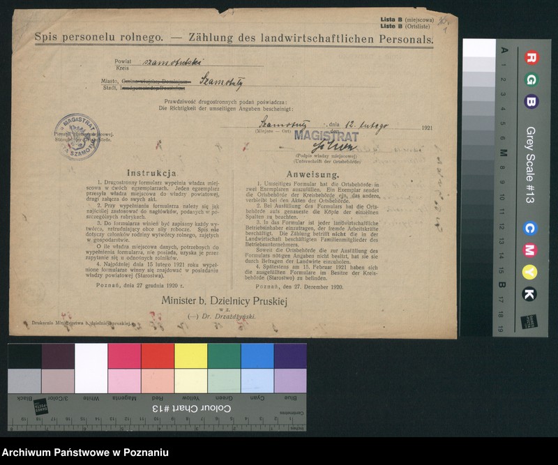 Obraz 3 z jednostki "[Spis personelu rolnego zatrudnionego w powiecie szamotulskim - wykazy zatrudnionych w poszczególnych gospodarstwach rolnych]"