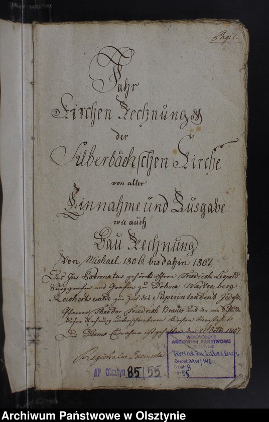 image.from.unit.number "Jahr Kirchen Rechnung der Silberbachschen Kirche aller Einnahme und Ausgabe wie auch Bau-Rechnung"