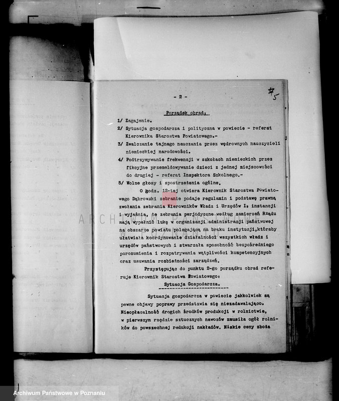 Obraz 8 z jednostki "Protokoły z zebrań periodycznych w starostach /kierowników władz i urzędów niezespolonych z terenu poszczególnych powiatów omawiające ogólną sytuację polityczną i społeczno-gospodarczą"