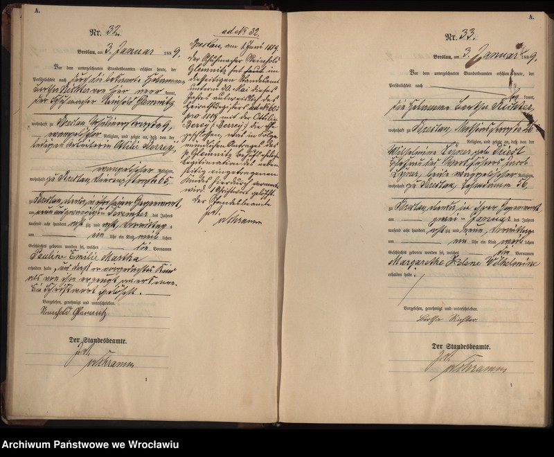 image.from.unit.number "Geburts-Haupt-Register Breslau I 1889 Band 1"