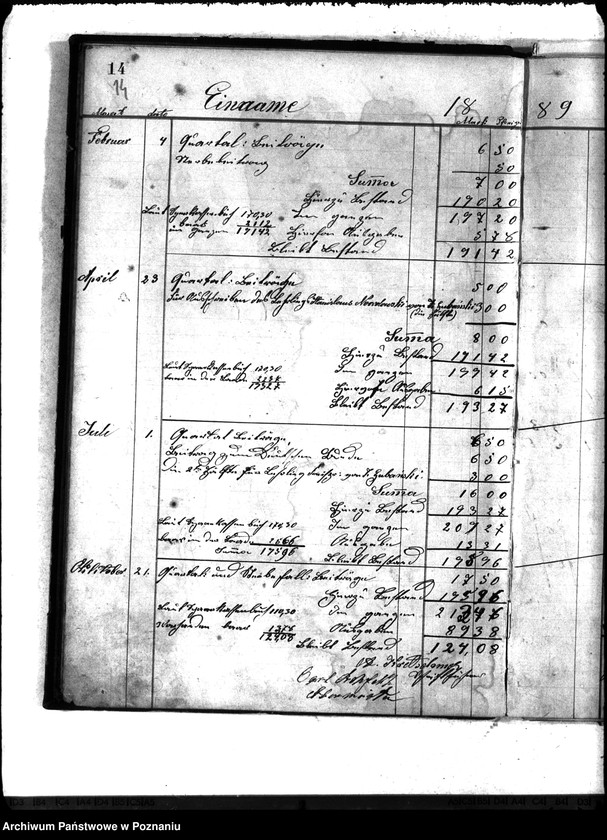 Obraz 18 z jednostki "Journal über Einnahme und Ausgaben der Böttchermeisterinnung in Posen ..."