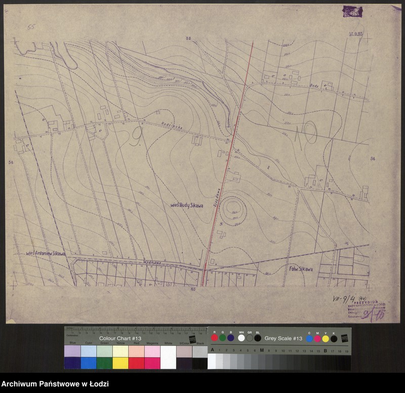 Obraz 1 z jednostki "Plan m. Łodzi 1:2000 z oznaczeniem podziału miasta na Obwody Komitetów Blokowych. Sekcja NO55"