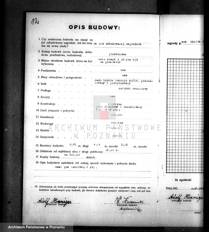 Obraz 16 z jednostki "/Przebudowa młyna A. Hennigera w Śmiglu, pow. kościański/"